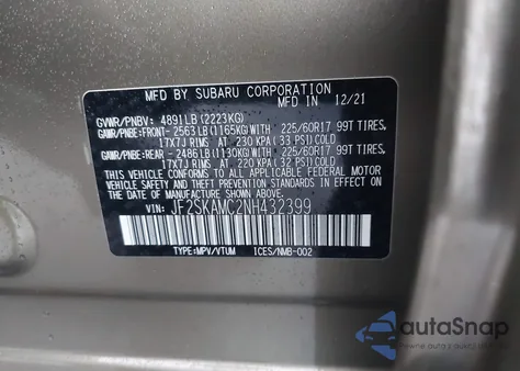 2022 Subaru Forester Wilderness from USA, damaged, VIN JF2SKAMC2NH432399